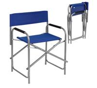 cecaro group Sedia da Regista Pieghevole in Acciaio Tubolare - Poltrona Ergonomica Salvaspazio in Tela per Campeggio, Mare e Spiaggia - 45x57x81 cm, Blu