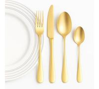 Cecaro Group - Set 24 Pezzi di Posate in Acciaio Inox Oro | Servizio Completo per 6 Persone