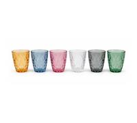 cecaro group - Set 6 Bicchieri in Vetro Colorato Linea Diamond 280 ml | Bicchieri Acqua e Cocktail Effetto Diamante | Colori Misti, Lavabili in Lavastoviglie