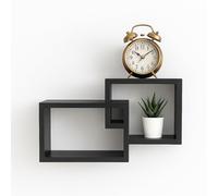 cecaro group - Set Mensole da Parete Rettangolari in Legno Naturale 30x9x22 cm - Mensole Decorative e Salvaspazio per Casa, Ufficio e Soggiorno - Colori Bianco, Marrone, Nero, Beige (Nero)