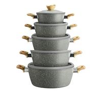 Cecaro Group Set pentole 10 pz batteria casseruole con Rivestimento in Granito Antiaderente