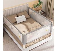 Cecaylie 180 cm x 2 + 150 cm x 1 protezione contro le cadute, letto per bambini, altezza regolabile 70 - 98 cm, letto per bambini, griglia per lettino con rete ariosa, struttura stabile, colore grigio