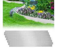 Cecaylie, bordo in metallo per aiuole, delimitazione zincata per aiuole, palizzata, 5 m, 10 m, 15 m, 20 m, 25 m, 30 m, 35 m, 40 m, 45 m, 50 m, bordo per falciatura, colore argento (lunghezza 35 m