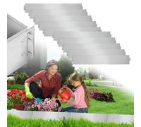 Cecaylie Bordo per Giardino in Metallo Zincato per Aiuole Bordo per Prato Palisade, Argento (Lunghezza 45m - Altezza 15cm)