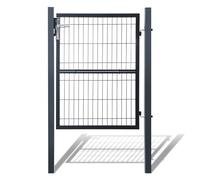 Cecaylie Cancello da giardino, 120 x 100 cm, in acciaio zincato, porta da giardino per recinzione, cancello da giardino, con manico in acciaio inox e 3 chiavi, antracite