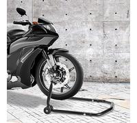 Cecaylie Cavalletto per moto anteriore, supporto per moto, fino a 300 kg, sollevatore anteriore in acciaio, supporto per moto con ruote doppie, supporto per moto ad alta stabilità, nero