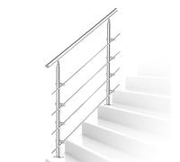 Cecaylie Corrimano 160cm con 4 barre trasversali antiruggine spazzolato con Set Ringhiera corrimano della parete per scale ringhiera balcone per interni ed esterni