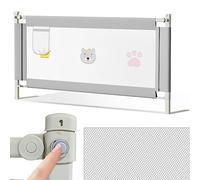 Cecaylie Griglia per letto da 150 cm, altezza regolabile 70 - 98 cm, protezione contro le cadute, per bambini, per bambini, struttura stabile, griglia per lettino con rete ariosa, grigio