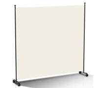 Cecaylie Paravent Divisorio su Rotelle, 187 x 181 cm, 1 Pezzo, Pieghevole e Portatile, Flessibile, Protezione Privata per Ufficio, Cucina, Terrazza, Beige