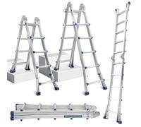 Cecaylie Scala multiuso in alluminio, 402 cm, 4 x 4 pioli, scala telescopica 4 in 1, capacità di carico 150 kg, scala a scorrimento, supporto su entrambi i lati e scala