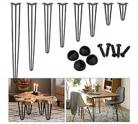 Cecaylie Set di 4 forcine per capelli, gambe da tavolo, 3 aste, piedini da tavolo, gambe da 72 cm, in metallo nero, gambe per tavolino da caffè e scrivania