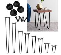 Cecaylie Set di 4 forcine per capelli, gambe da tavolo, con 2 aste, con protezione per pavimento, gambe da tavolo, 40 cm, in metallo nero, gambe per tavolino da caffè e scrivania