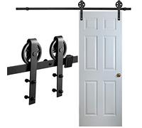 Cecaylie Sistema per porte scorrevoli, 6,6 FT/200 cm, set di raccordi per porte scorrevoli Big Wheel, binario di scorrimento, set completo hardware