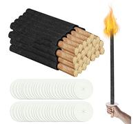 Cecaylie torce di cera per escursioni a piedi in naturale, torcia da giardino di alta qualità, tempo di combustione 45 min, Fiaccole di cera con manico lungo, per escursioni a piedi, 200 pezzi.