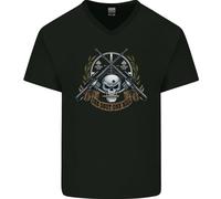 Cecchino Ace Uno Colpo Uccidere Para Marine Militare Uomo V-Neck Cotone T-Shirt