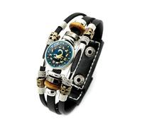 CECE&COLE Bracciale Luminoso con 12 Segni Zodiacali per Uomo E Donna, Braccialetto con Dodici Simboli Zodiacali Astrologici, Bracciali Personalizzati con Perline Multistrato in Pelle Fatti A Mano