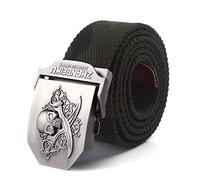 CECE&COLE Cinture da Lavoro per Uomo,Cinture per Uomo,Fibbia per Cintura con Teschio Pirata con Cintura in Tela,Cintura da Golf Regolabile in Tessuto di Tela,Adatto per Lavoro E Viaggi,Stile,C,200Cm