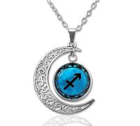 CECE&COLE Collana con Segno Zodiacale,I Dodici Segni dello Zodiaco Collana con Pendente A Mezzaluna,Collana di Compleanno con Gioielli con Segno Zodiacale per Regalo, Sagittario, 70 Cm
