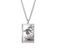 CECE&COLE Collana Vintage Di Tarocchi, Collana Di Divinazione Con Amuleto Di Tarocchi Quadrati, Il Sole E La Luna, Regali Accessori Per Ragazze, Il Matto, 50 Cm