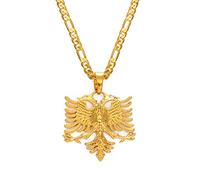 CECECOLEPansr Collane con Ciondolo Aquila Albanese per Uomo Donna personalità Hip-Hop Gioielli Albanesi Regali Etnici Catena Maglione Kosovo, Ciondolo, 45 Cm (17,7 Pollici)