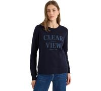 Cecil 3017255 Felpa con Wording, Urban Dark Blue, L Donna