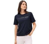 Cecil 3227616 Maglietta con Wording Artwork, Urban Dark Blue, L Donna