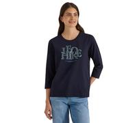 Cecil 3231338 - Maglietta da Donna a Maniche 3/4, con Parola Effetto Leone, Blu Scuro, S