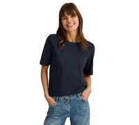Cecil B322914 T-Shirt Basic con Struttura a Costine, Universale Blu, XS Donna