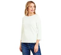 Cecil Boatneck Maglietta Basic in Cotone con Scollo a U, Vanilla White, XL Donna