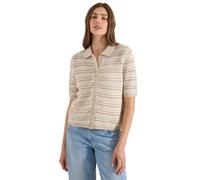 Cecil Cardigan a Maniche Corte con Colletto Polo Grain Beige, XL
