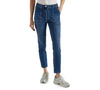 Cecil Jeans a Gamba Dritta con Dettaglio Cintura Mid Blue Used Wash 36