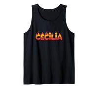 Cecilia On Fire - Decorazione con Nome e Scritta Cute Custom con Fiamme Canotta