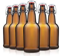 Ceciliec Confezione da 6 bottiglie di birra in vetro (474 ml) per bevande gassate, Kombucha, ambra