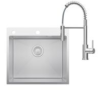 CECIPA 44x49 cm Lavello Acciaio Inox con Arco Rubinetto Cucina Molla