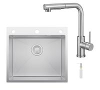 CECIPA 54x49 cm Lavello Cucina con L Rubinetto Cucina Estraibile