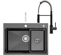 CECIPA 68x48 cm Lavello Nero con Arco Rubinetto Cucina Molla
