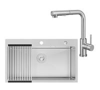 CECIPA 75x45 cm Lavello Cucina 1 Vasca con L Rubinetto Cucina Estraibile