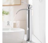 CECIPA Alto Rubinetto Bagno Lavabo Cromo a Cascata, Miscelatore Lavabo Bagno con Becco Altezza 24,5cm, Rubinetto Lavandino Alto in Acciaio Inox 304