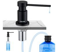 CECIPA Dispenser Sapone Cucina per Lavello, Dispenser di Sapone Liquido con Flacone da 300 ml e Tubo di Prolunga da 1,2 m, Dosatore Sapone da Incasso in Rame, Riempimento dall'Alto, Nero