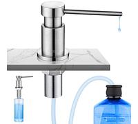 CECIPA Dispenser Sapone Cucina per Lavello, Dispenser di Sapone Liquido con Flacone da 300 ml e Tubo di Prolunga da 1,2 m, Dosatore Sapone da Incasso in Rame, Riempimento dall'Alto, Spazzolato