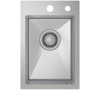 CECIPA Lavello da cucina 30 x 45 cm, lavello da cucina con sifone, lavello da cucina in acciaio inox 304 rettangolare, lavabo da cucina con 2 fori per rubinetto, 1 lavello da incasso in acciaio inox