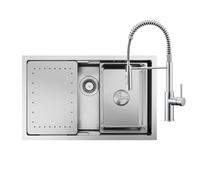 CECIPA Lavello in acciaio inox, rettangolare, da 70 x 44 cm, incl. rubinetto con molla a spirale, 1 grande lavello in acciaio inox