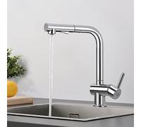 CECIPA Miscelatore Cucina con Doccetta Estraibile, Rubinetto Lavello Cucina con Doccia, Rubinetti Girevole a 360° Cromo, Miscelatore Alto Acciaio Inox