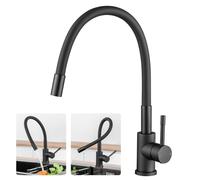 CECIPA Miscelatore Cucina Nero con 1 Modalità Di Getto, Rubinetto Lavello Cucina Flessibile, Rubinetto Cucina Nero, Rubinetti Cucina, Rubinetto da cucina per acqua calda e fredda-SERIE SOFETIY