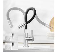 CECIPA Miscelatore Cucina Nero con 2 Modalità Di Getto, Rubinetto Lavello Cucina Flessibile, Rubinetto Cucina Nero, Rubinetti Cucina Girevole 360°, Rubinetto da cucina per acqua calda e fredda