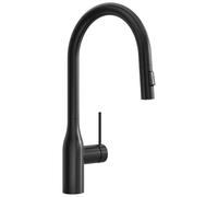 CECIPA Miscelatore Cucina Nero con Doccetta Estraibile, Arco Alto Rubinetto Lavello Cucina con Doccetta, Rubinetti Nero in Acciaio Inox con 2 Getto, Miscelatore Girevole a 360°