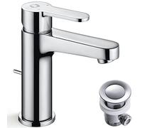 CECIPA Miscelatore Lavabo Bagno con Scarico a Saltarello, Rubinetto con Altezza Comoda della Bocca 112,5mm, in Ottone