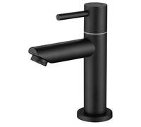 CECIPA Rubinetto Acqua Fredda Nero Con Gorgogliatore Di Ricambio, Rubinetto Lavabo Con Altezza Bocca 93,4 Mm Per Wc Ospiti, Bagno