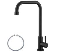 CECIPA Rubinetto acqua fredda nero, rubinetto acqua fredda con rotazione 360°