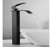 CECIPA Rubinetto Lavabo Alto Nero, Miscelatore Bagno Cascata Con Altezza Uscita 185mm, Acqua Calda e Fredda Regolabile